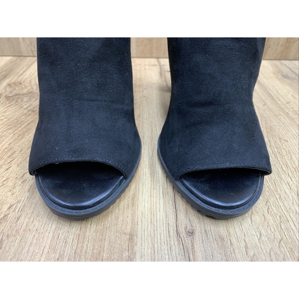 DKNY Women's Stilettos 4 in Peep Toe Booties Medallion Side Zip Black size 8.5 M - Picture 6 of 16